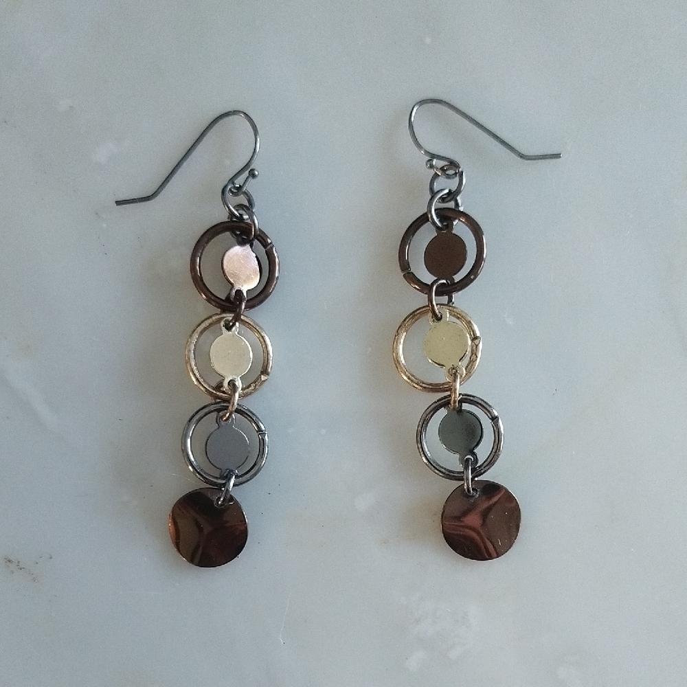 3 Tone Dangle Earrings Y2K